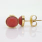 Coral Earrings. 14k Coral Orange STUD Earrings. Coral Cabochon Bezel set design. st(65)