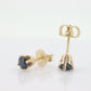 14k Sapphire Stud Earrings. 14k Yellow Gold London Blue Sapphire. Genuine Round Sapphire studs st(43/00)