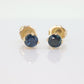 14k Sapphire Stud Earrings. 14k Yellow Gold London Blue Sapphire. Genuine Round Sapphire studs st(43/00)