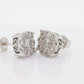 Diamond HALO 1ct Diamond Cluster Earrings. 14k White Gold Daisy stud earrings. Diamond Stud 14k Gold Earrings. st(161)