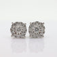 Diamond HALO 1ct Diamond Cluster Earrings. 14k White Gold Daisy stud earrings. Diamond Stud 14k Gold Earrings. st(161)