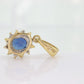 Blue Genuine Sapphire and diamond halo pendant. 14k precious dainty oval sapphire pendant. st(28)