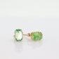14k Green Peridot Emerald cut stud earrings. st (43)