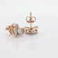 10k Open Heart Rose Gold Diamond Stud earrings. Halo set diamond earrings. st(115)