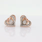 10k Open Heart Rose Gold Diamond Stud earrings. Halo set diamond earrings. st(115)