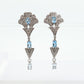 14k Blue TOPAZ and Diamond Dangle earrings. Blue Topaz Princess Earrings. 14k Chandelier Earrings. Lavalier st(142)