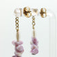 14k Gold dangle drop Shell Earrings. Pearl Purple Shell Drop bead earrings. Seashell earrings st(20)