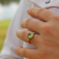 10k Peridot Solitaire ring. Antique Large Natural Oval Peridot ring. 10k Vintage Peridot Flower Blossom ring. st(89)