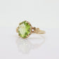 10k Peridot Solitaire ring. Antique Large Natural Oval Peridot ring. 10k Vintage Peridot Flower Blossom ring. st(89)