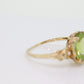 10k Peridot Solitaire ring. Antique Large Natural Oval Peridot ring. 10k Vintage Peridot Flower Blossom ring. st(89)