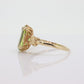10k Peridot Solitaire ring. Antique Large Natural Oval Peridot ring. 10k Vintage Peridot Flower Blossom ring. st(89)
