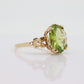 10k Peridot Solitaire ring. Antique Large Natural Oval Peridot ring. 10k Vintage Peridot Flower Blossom ring. st(89)