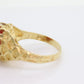 18k Large Carved Orange CORAL ring. 18k Coral Flower Texture set statement ring. Fine Jewelry Coral band. st(230)