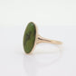 Victorian 10k Turquoise Cabochon stone Ring. 10k GREEN Turquoise Oval Bezel set Victorian ornate ring. st(173)
