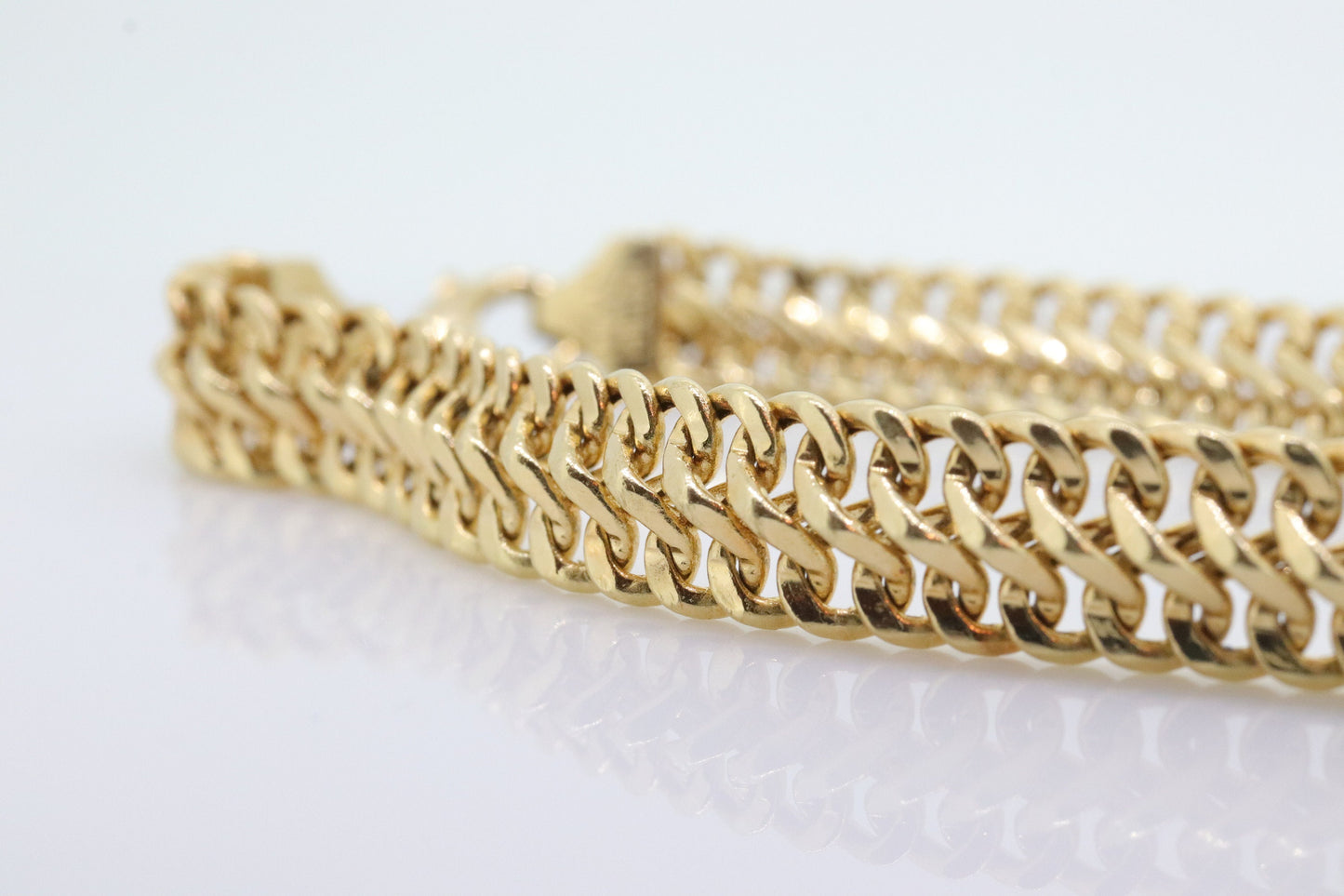 18k MILOR Infinity Wide Double LINK Chain Bracelet. 18k Infinity S Specialty Link Bracelet ITALY. st(167)