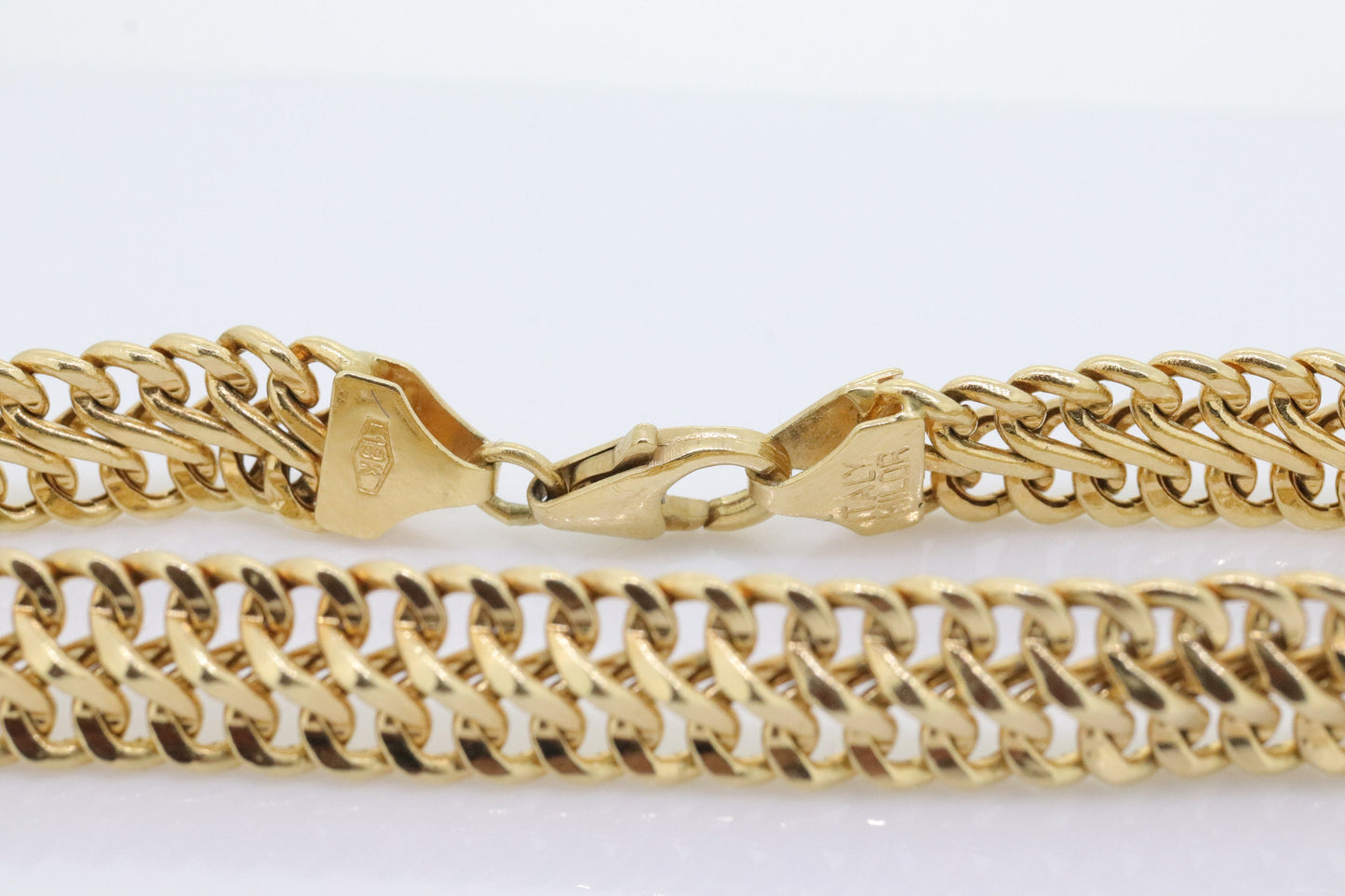 18k MILOR Infinity Wide Double LINK Chain Bracelet. 18k Infinity S Specialty Link Bracelet ITALY. st(167)