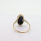 10k ONYX ring. Bezel set Slim Oval Onyx signet ring. 1930s Vintage. Mourning ring. st(55)
