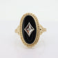 10k ONYX and diamond ring. Oval Onyx bezel set victorian mourning ring. PSCO. st(86)