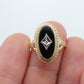 10k ONYX and diamond ring. Oval Onyx bezel set victorian mourning ring. PSCO. st(86)