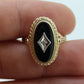 10k ONYX and diamond ring. Oval Onyx bezel set victorian mourning ring. PSCO. st(86)