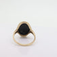 10k ONYX and diamond ring. Shooting Star Onyx ring. Oval Large Onyx bezel set victorian mourning ring. 1950s Ring. st(53)
