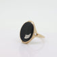 10k ONYX and diamond ring. Shooting Star Onyx ring. Oval Large Onyx bezel set victorian mourning ring. 1950s Ring. st(53)