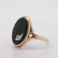 10k ONYX and diamond ring. Shooting Star Onyx ring. Oval Large Onyx bezel set victorian mourning ring. 1950s Ring. st(53)