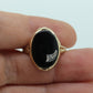 10k ONYX and diamond ring. Shooting Star Onyx ring. Oval Large Onyx bezel set victorian mourning ring. 1950s Ring. st(53)