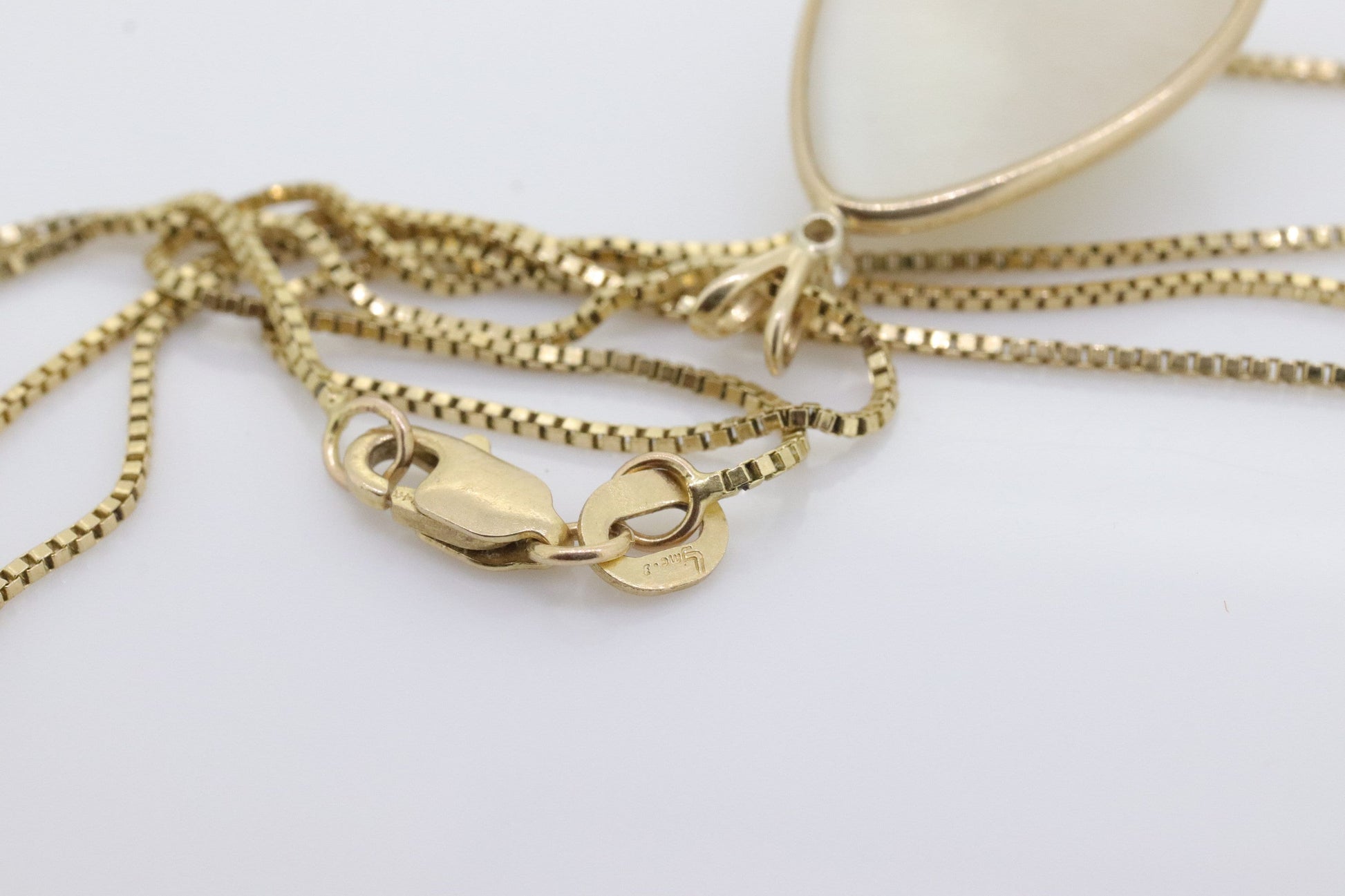 14k Large MABE Pearl Diamond Pendant. Leslies Jewelry Pendant. Mabe Pearl Drop pendant with box chain necklace. st(87)