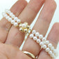Pearl Bracelet Double Strand Pearls 14k yellow gold Pearl clasp. Flower Pearl Clasp Bracelet. Pearl Bracelet st(63)