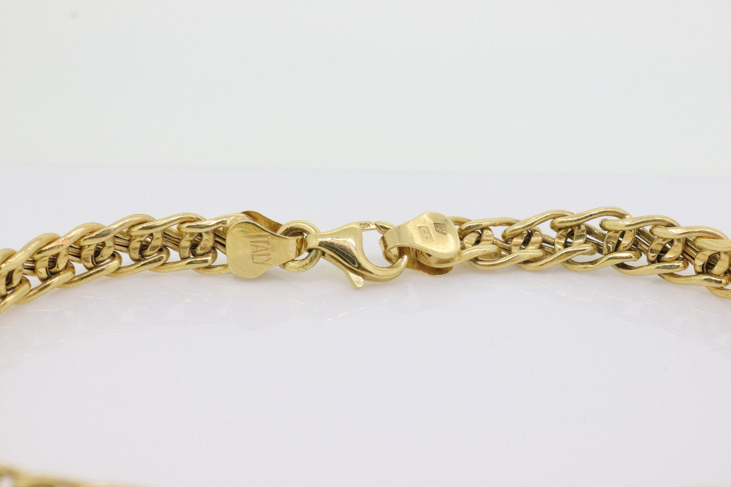 14k Double LINK Weave Chain Bracelet. 14k Specialty Link Bracelet ITALY. Railroad Woven Bracelet. st(121)