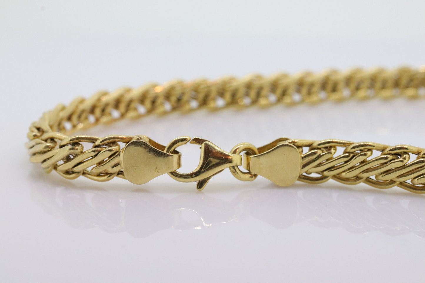 14k Double LINK Weave Chain Bracelet. 14k Specialty Link Bracelet ITALY. Railroad Woven Bracelet. st(121)