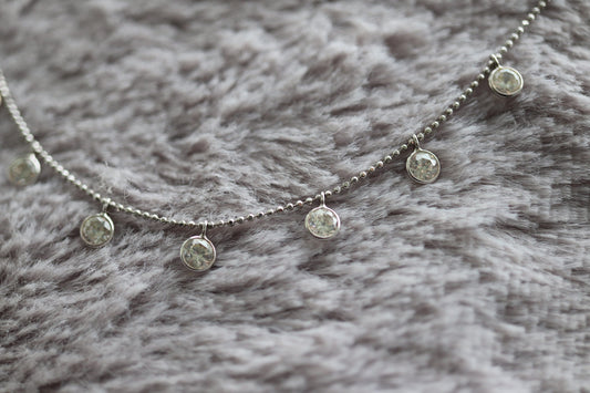 14k Bezel Gem Layered Necklace. Wonderful Diamond (CZ) Gem Necklace Chain. st(93/50)