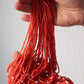 14k Coral Pearl Bead Necklace. Multi-Strand Liquid Coral beads. High Quality Coral Twisted Pearl Coral Necklace st(108)