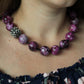 Dian Malouf Necklace. Round Charoite Heavy sterling Silver Bead Necklace DLM Collection (st115)