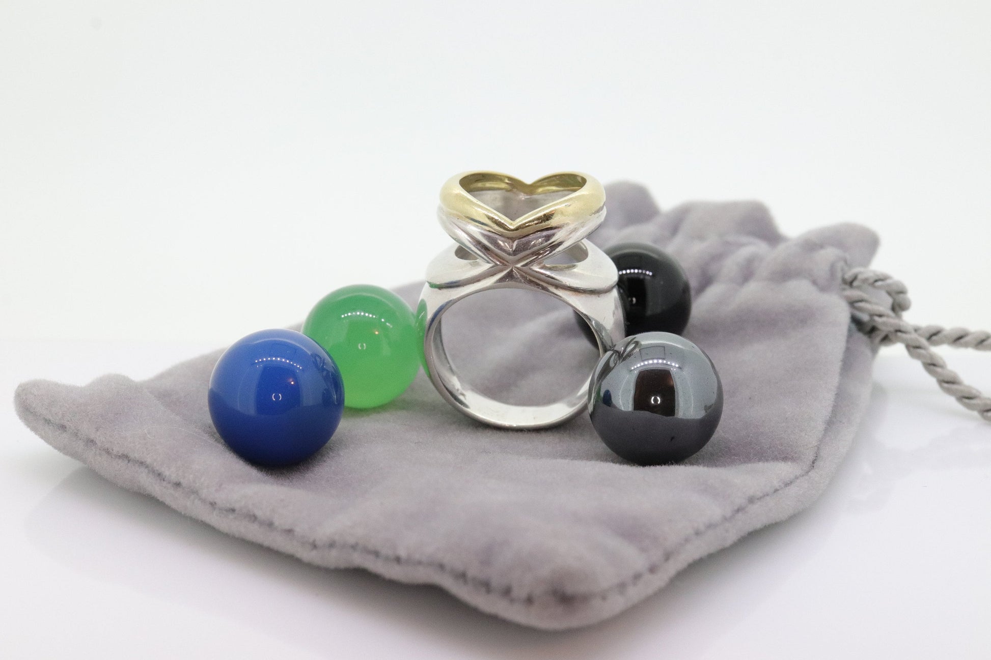 ORBIS ring with Spheres. 18k Sterling Ring with interchangeable marbles gems. st(173)