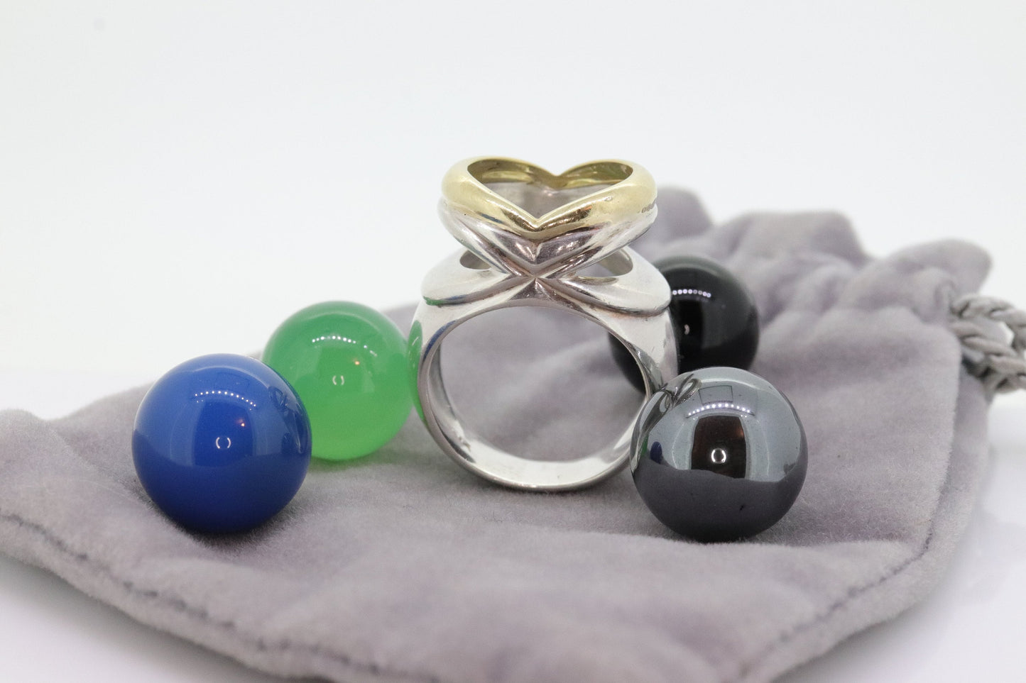 ORBIS ring with Spheres. 18k Sterling Ring with interchangeable marbles gems. st(173)