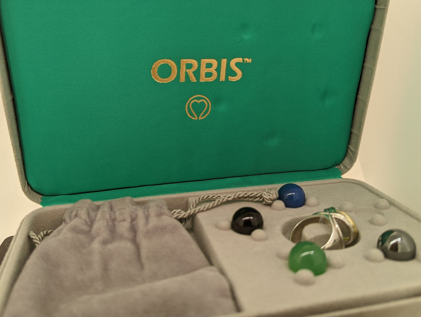 ORBIS ring with Spheres. 18k Sterling Ring with interchangeable marbles gems. st(173)