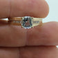 14k Aquamarine Diamond ring. Large Aquamarine solitaire ring.