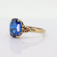 10k Oval Blue Spinel ring. 10k Yellow Gold Blue Spinel Solitaire Ring st98