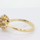 14k Emerald and Diamond Halo yellow gold ring. Emerald and Diamond Cluster ring. (15)(00.130)