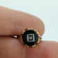10k Onyx and diamond ring. 10k rose gold round onyx diamond ring. Vintage Mourning ring. st88