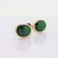 14k Oval Bezel Set Ammolite Earrings. Ammolite Fossil stud Earrings. st70