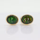 14k Oval Bezel Set Ammolite Earrings. Ammolite Fossil stud Earrings. st70