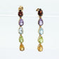 14k Multi-Color Gem Dangle EARRINGS. Pear Topaz Citrine Garnet Peridot Amethyst Tennis Dangle earrings (st108)