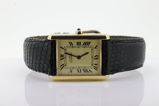 Vintage Must de Cartier Tank Watch. ARGENT Cartier 925 Vermeil Quartz Ardent Swiss Made. st(773)