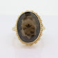 10k Smoky QUARTZ Large Bezel set ring. Large Oval Smokey Quartz Cocktail Cathedral ring(88)