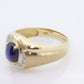 10k Star Sapphire diamond ring. 10k Yellow Gold Nugget Mens Star Sapphire Cabochon signet ring. st(132)