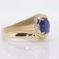10k Star Sapphire diamond ring. 10k Yellow Gold Nugget Mens Star Sapphire Cabochon signet ring. st(132)