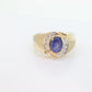 10k Star Sapphire diamond ring. 10k Yellow Gold Nugget Mens Star Sapphire Cabochon signet ring. st(132)